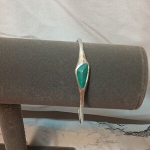 Sterling Silver With Green Accent Bangle Bracelet